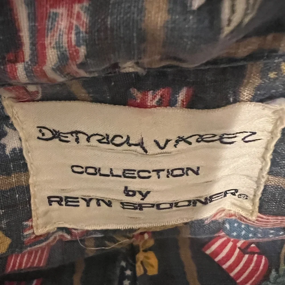 Reyn Spooner‎ Dietrich Varez Hawaiian Button Pullover Shirt USA Flag Patriotic